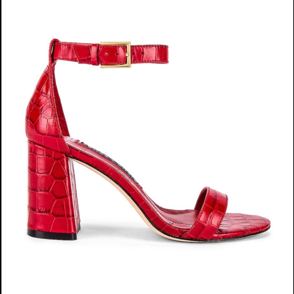 ALICE + OLIVIA Lillian heels 
RED BLOCK STRAPPY SANDAL HEELS. Brand new size 9